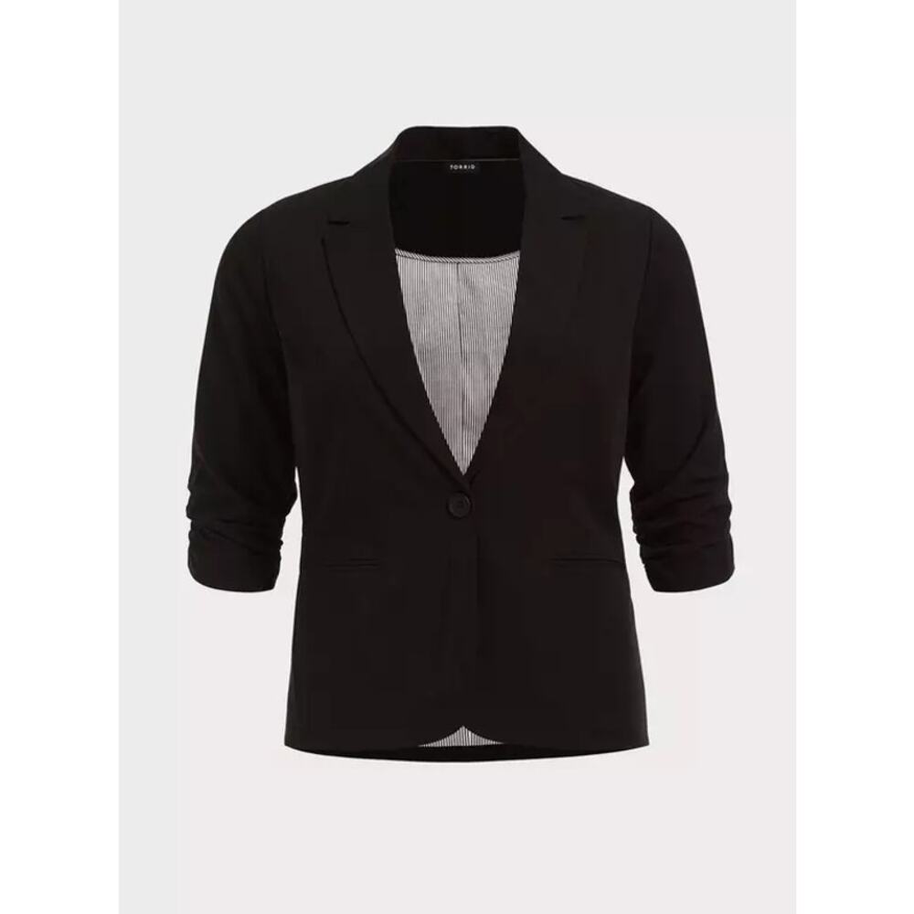 Torrid Black Ruched Sleeve Blazer Jacket NWT